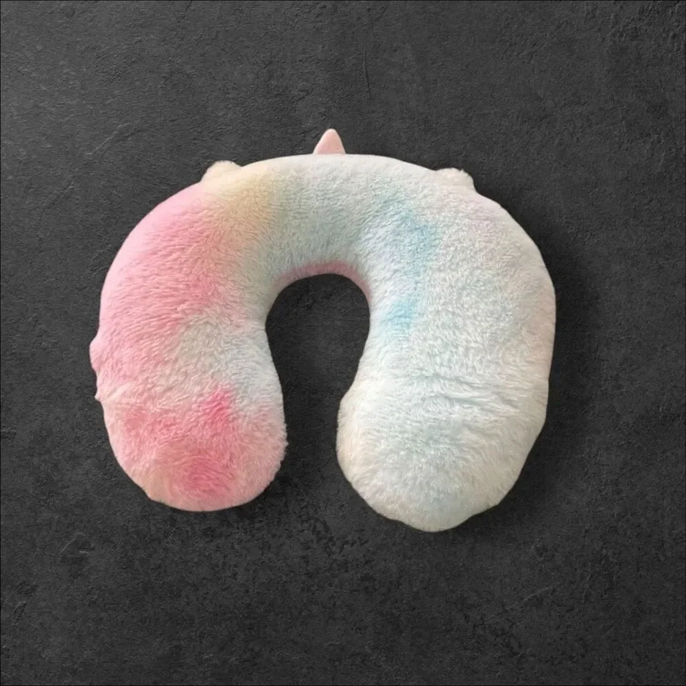 Kids Multicolor Rainbow Travel Unicorn U-shaped Head Neck Support Pillow OS